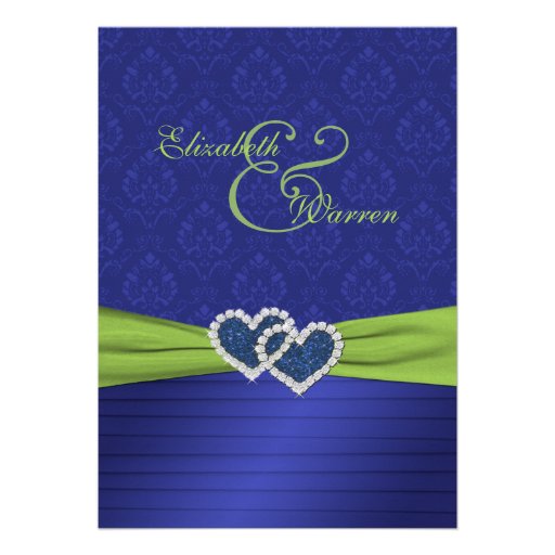 Royal Blue Pleats and Chartreuse Invitation