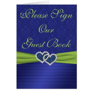 Royal Blue Pleats and Chartreuse Table Card card
