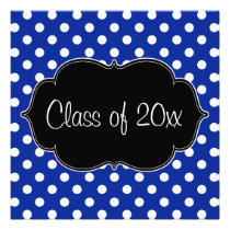 Royal Blue Polka Dot Graduation Announcement invitations