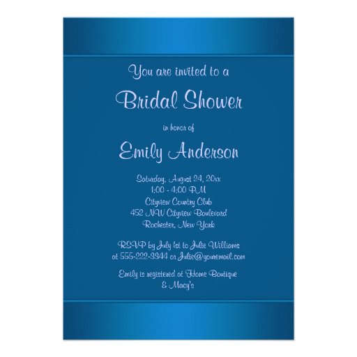 Royal Blue Purple Peacock Bridal Shower Custom Announcement