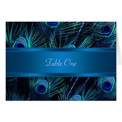 Royal Blue Purple Peacock Feathers Wedding Greeting Card 275 Note Card