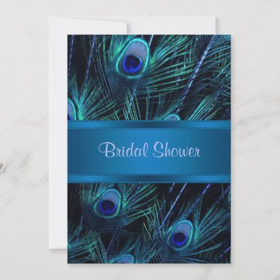 Royal Blue Purple Peacock Feathers Wedding invitations