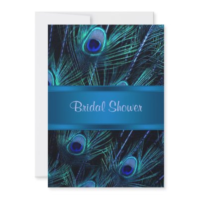 Royal Blue Purple Peacock Feathers Wedding invitations