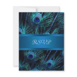 Royal Blue Purple Peacock Feathers Wedding Custom Announcement
