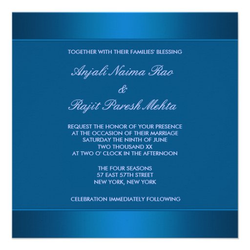 Royal Blue Purple Peacock Feathers Wedding Custom Announcement