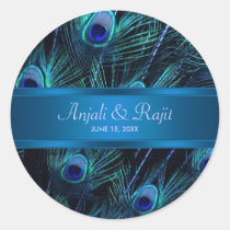 Royal Blue Purple Peacock Wedding Stickers stickers