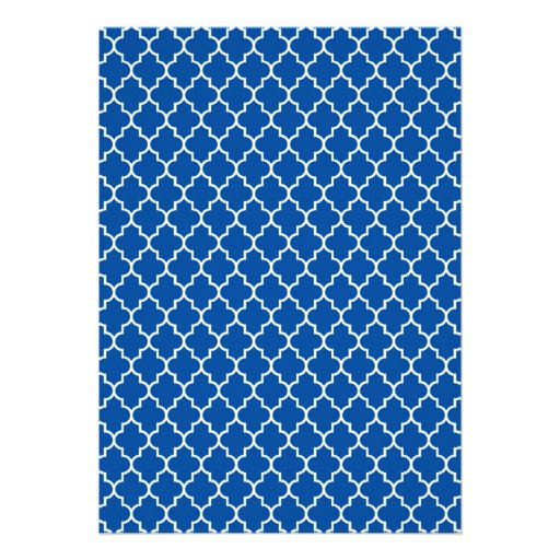 Royal Blue Quatrefoil Wedding Invitations