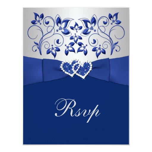 wedding invitations royal blue and silver royal blue silver floral hearts wedding rsvp 4 25 quot x 5 5 wedding invitations royal blue and silver royal blue silver floral hearts wedding rsvp 4 25 quot x 5 5
