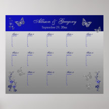 Royal Blue, Silver Gray Table Seating Poster