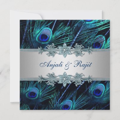 Elegant royal blue real peacock feathers peacock blue silver Indian wedding
