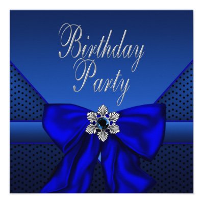 Royal Blue Silver Womans Birthday Party Invitation