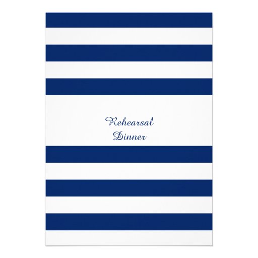 Royal Blue Striped Rehearsal Dinner Custom Invitations