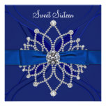 Royal Blue Sweet Sixteen Birthday Party Custom Invite