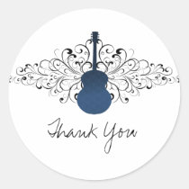 Royal Blue Swirls Guitar Thank You Stickers stickers