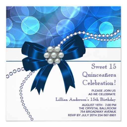 Royal Blue Teal Blue Birthday Party Custom Invites