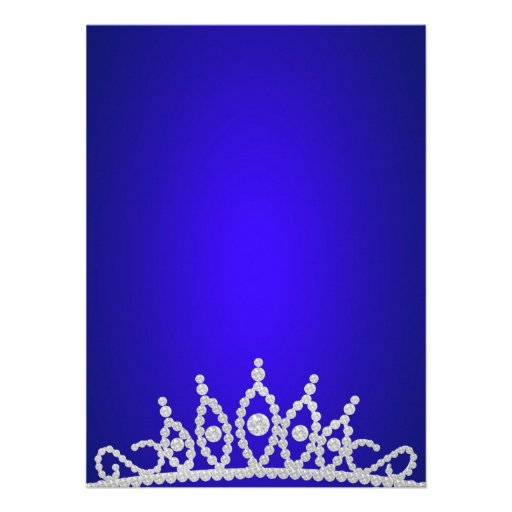Royal Blue Tiara Sweet Sixteen Birthday Invitation