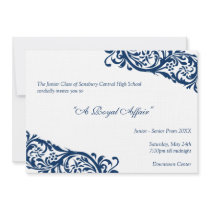 Royal blue traditional  junior formals senior prom invitations