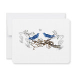 Royal Blue Vintage Love Birds Wedding RSVP Announcements