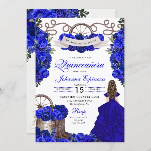 Royal Blue Western Ranchero Quinceanera Invitation Zazzle