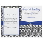 Royal Blue, White, Black Damask Wedding Program Personalized Flyer