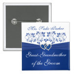 Royal Blue White Floral Grandmother of the Groom Buttons