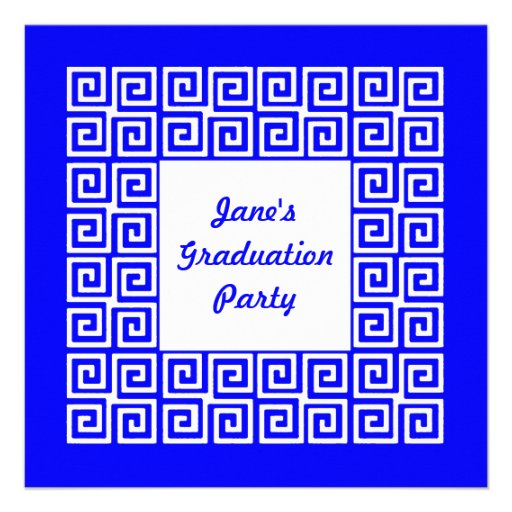 Royal blue & White Key Grad Party Invitation