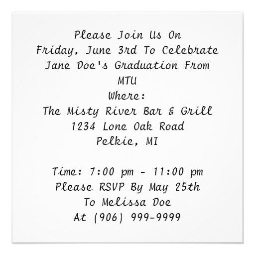 Royal blue & White Key Grad Party Invitation