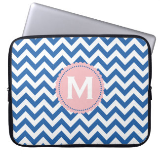 Royal Blue White Monogram Chevron Pattern Laptop Sleeves Royal Blue White Monogram Chevron Pattern Laptop Sleeves