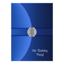 Royal Blue Womans 21st Birthday Party Custom Announcement