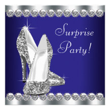 Royal Blue Womans Surprise Birthday Party Invitations