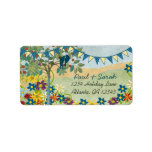 Royal Blue & Yellow Bunting Vintage Love Birds Labels