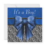 Royal Blue Zebra Baby Boy Shower Invitations