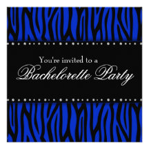 Royal Blue Zebra Diamonds Bachelorette Party Personalized Announcement