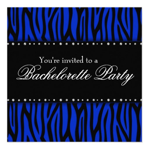 Royal Blue Zebra Diamonds Bachelorette Party Personalized Announcement