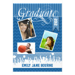 Royal Blue Zig Zag Senior Picture Class of Custom Invitation