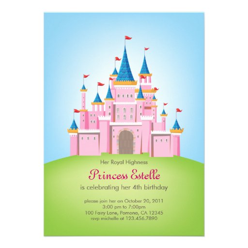 Royal Castle Princess Birthday Invitation Card