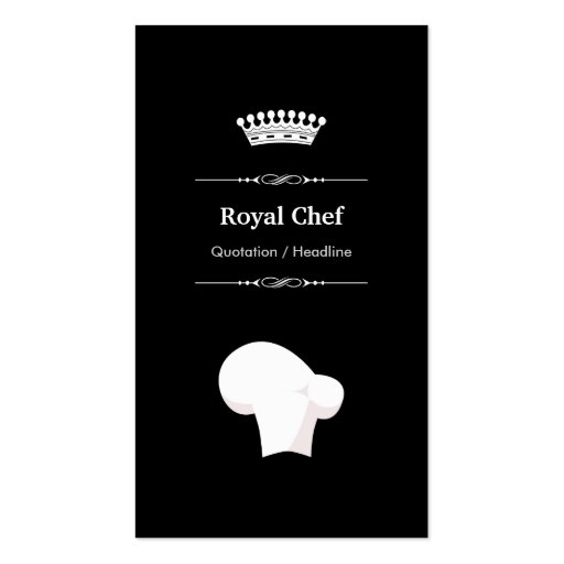 Royal Chef - Professional Modern Black White Business Cards (front side)