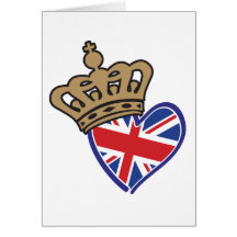 Royal Crowm UK Heart Flag Greeting Card