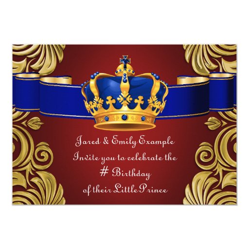 Royal Crown Prince Birthday Party 5x7 Paper Invitation Card Zazzle