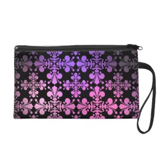 Royal cute punk damask pink and purple wristlet clutches