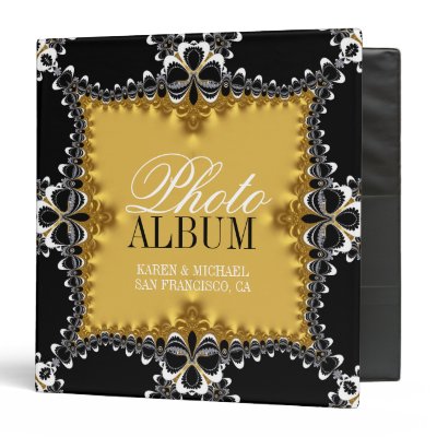 Royal Gold+Black Fractal Lace Photo Album Binder