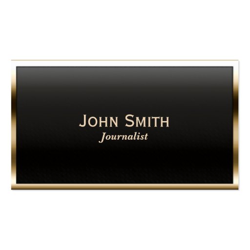 Royal Gold Border Journalist Business Card (front side)