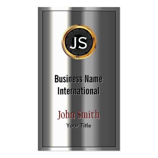 Royal Gold Label Chrome Metal Look Business Card (front side)
