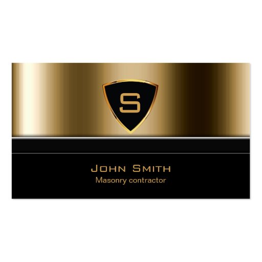 Royal Gold Shield Masonry contractor Business Card (front side)