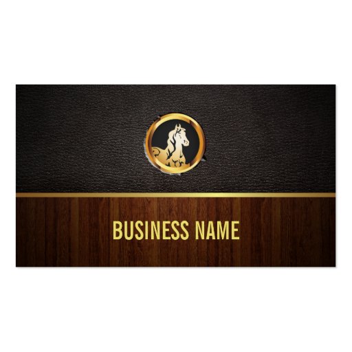 Royal Horse Head Wood & Leather Business Card