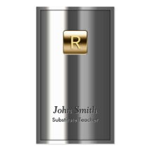 Royal Metallic Substitute Teacher Business Card