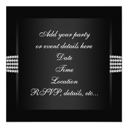 Royal Navy Blue Black Diamond Black Tie Party Custom Announcements