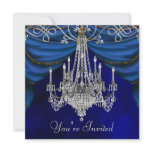 Royal Navy Blue Chandelier Party Invitations