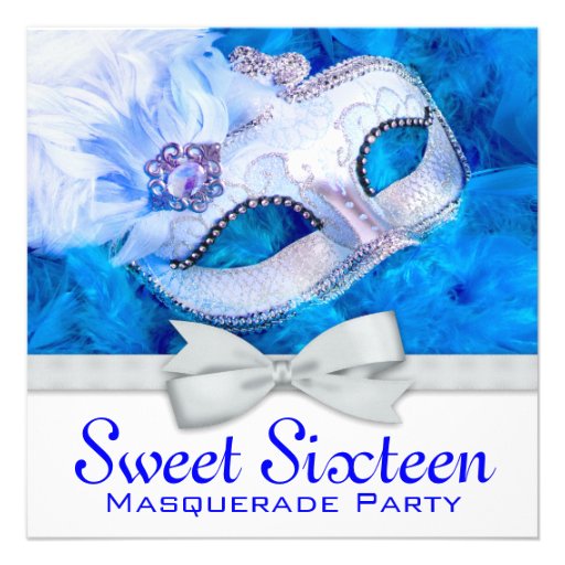 Royal Navy Blue Masquerade Party Invitations (front side)