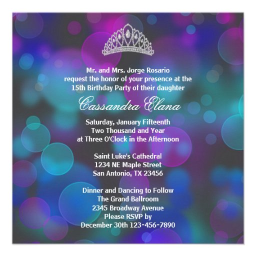 Royal Navy Blue Pink Purple Quinceanera Personalized Invites